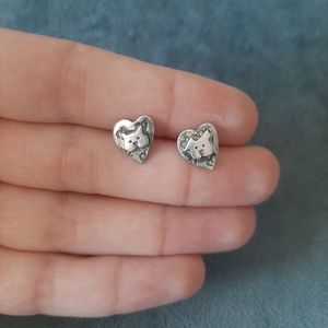 Genuine 925 Silver Cat and Dog Heart Earrings